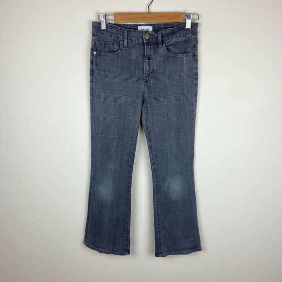 Frame Le Crop Mini Boot Jeans - Washed Gray Plaid - Picture 2 of 8